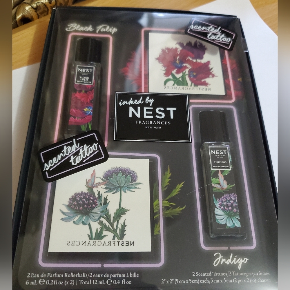 Nest Black Tulip & Indigo Roller Ball With Scented Tattoo Set. New - Picture 3 of 6